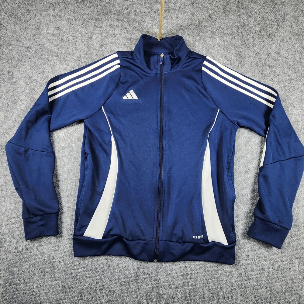 Adidas AEROREADY Navy Blue White Stripe Slim Fit Track Jacket Mens Large